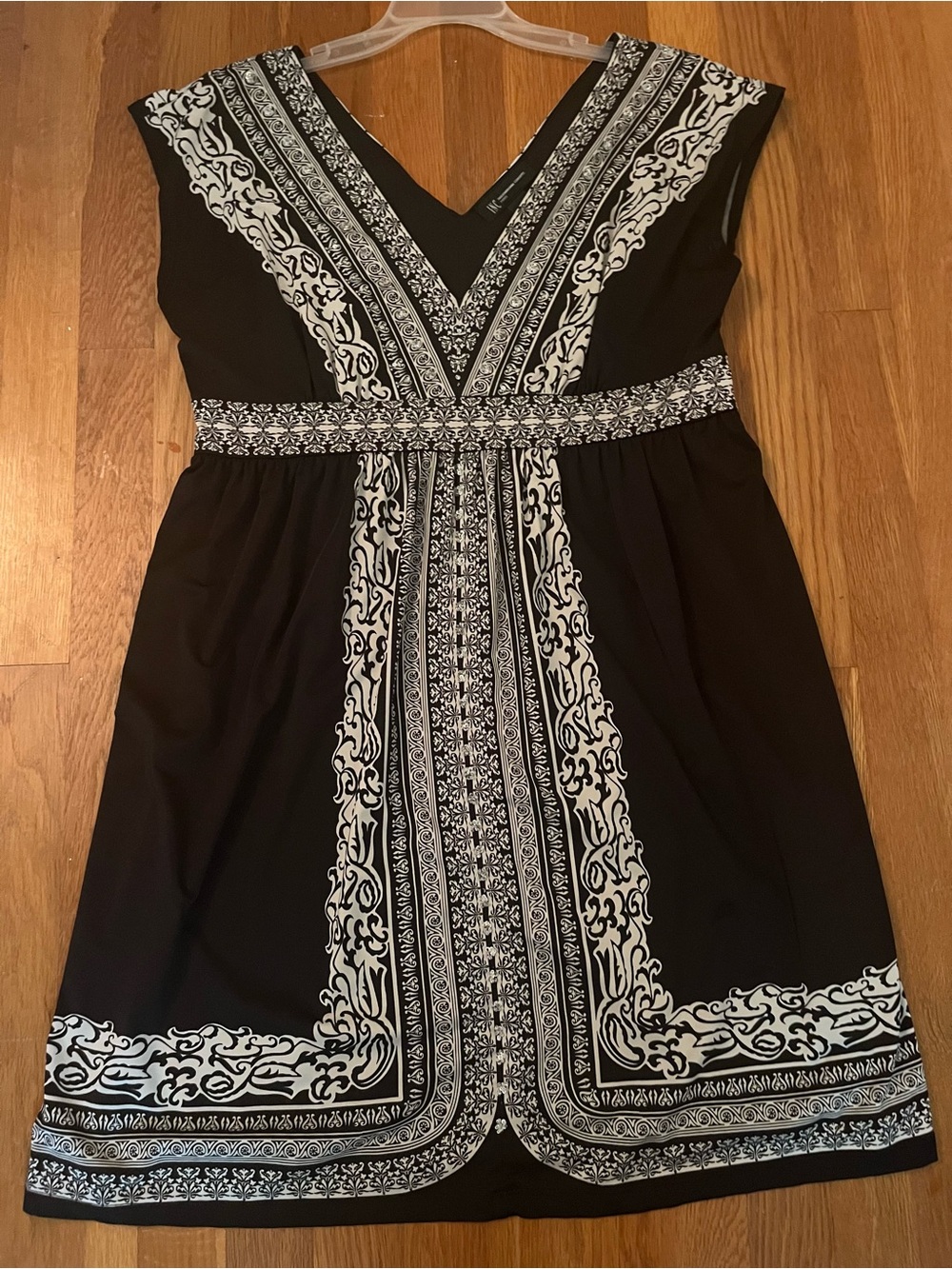 INC International Concepts Black and White V-Neck Mini Dress